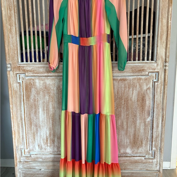 Multicolor Off-Shoulder Boho Maxi Dress Boutique - Picture 8 of 9